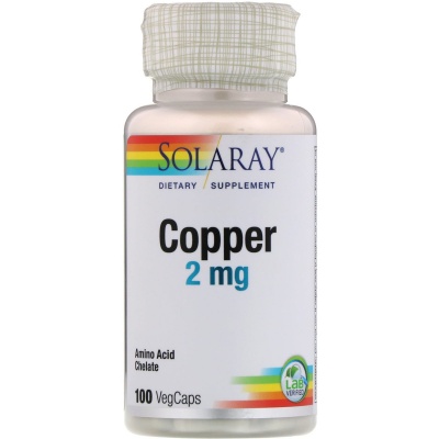 Витамины Solaray Copper 2 мг 100 капсул