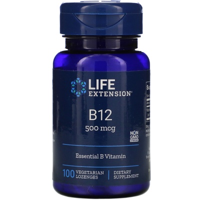 Витамины Life Extension Витамин B12 500 мкг 100 леденцов
