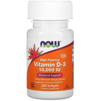 Витамины NOW Vitamin D3 10000 IU 240 капсул
