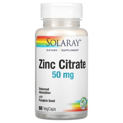 Витамины Solaray Zinc Citrate с тыквенными семечками 50 мг 60 капсул