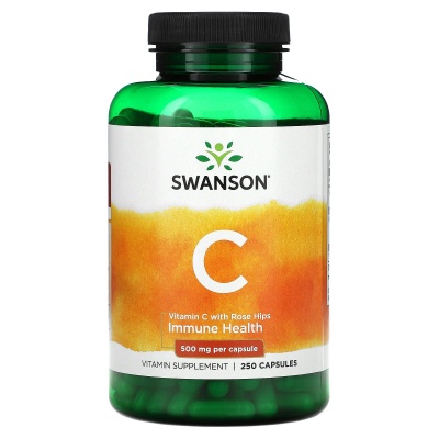 Витамины Swanson Vitamin C W/Rose Hips 500 мг 250 капсул