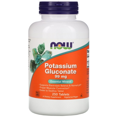 Витамины Now Potassium Gluconate 99 мг 250 таблеток