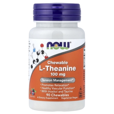 Аминокислота NOW L-Theanine PLUS 100 мг 90 пастилок
